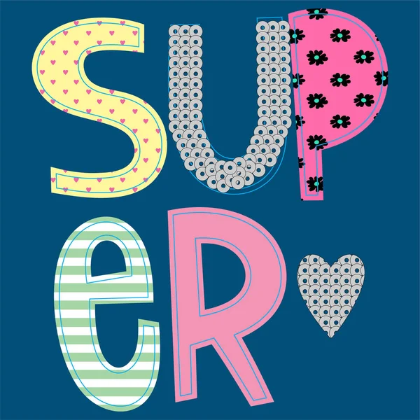 Eslogan Súper Motivación Estilo Tipográfico Funky Camiseta Doodle Print Estilo — Vector de stock