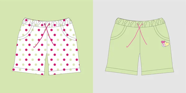 Los Niños Usan Pantalones Cortos Con Gráficos Niñas Adolescentes — Vector de stock