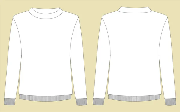 Girls Women Mock Neck Sweater Pullover Technische Modeillustration Flache Pullover — Stockvektor