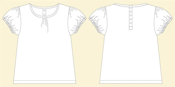Mädchen Shirt Design Flache Skizze Baby Mädchen Kleider Kollektion Mode — Stockvektor