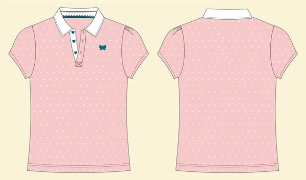 Vektorillustration Die Rosa Polo Shirt Design Vorlage Für Frauen Vorder — Stockvektor
