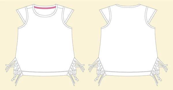 Conception Shirt Fille Croquis Plat Modèle Conception Shirt Fille Modèle — Image vectorielle