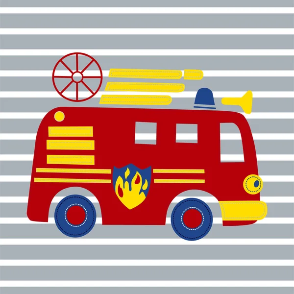 Leuke Fire Truck Vector Illustratie — Stockvector