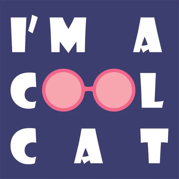 Impresión Creativa Infantil Cool Cat Ilustración Vectorial — Vector de stock