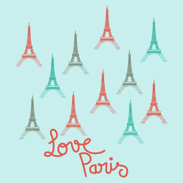 Vector Repeated Eiffel Tower Paris Romantic Background — Stock Vector