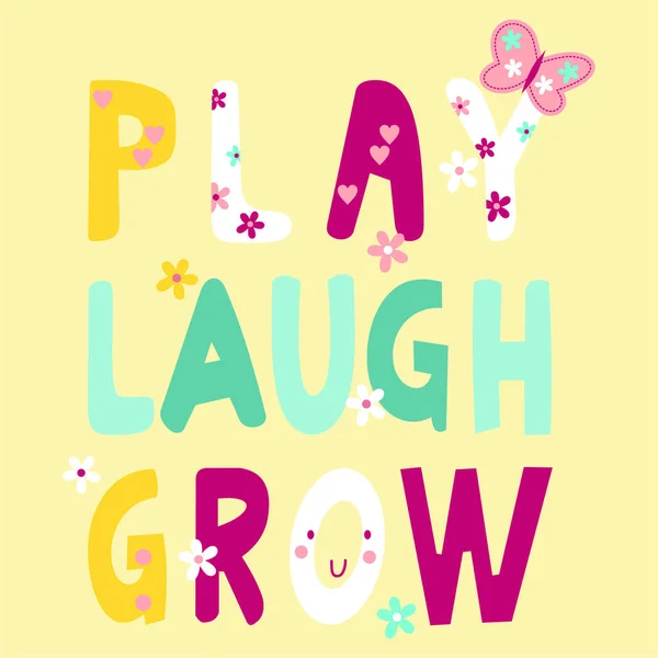 Tipografía Decorativa Play Laugh Grow Fuente Vector Gráfico Ilustración — Archivo Imágenes Vectoriales