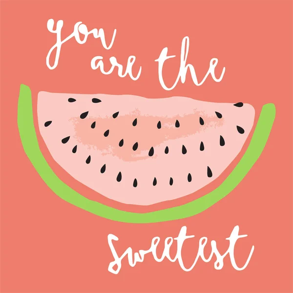Farbenfrohe Wassermelonen Vektorillustration Und Bist Der Intelligenteste Inspirierende Schriftzug Sommer — Stockvektor