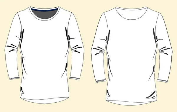 Modevektorillustration Für Mädchen Mädchen Kleidungsdesign Vorlage Modetechnisches Zeichnen Shirt Flachskizze — Stockvektor