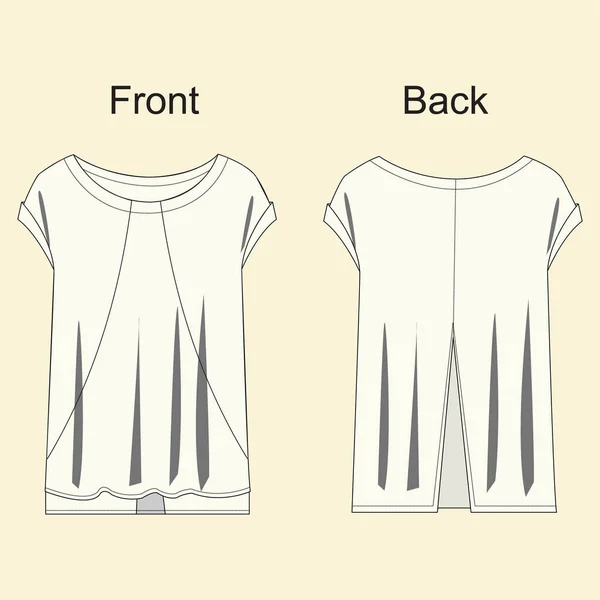 Tričko Plochý Náčrt Pro Girls Technická Kresba Módních Triček Pro — Stockový vektor