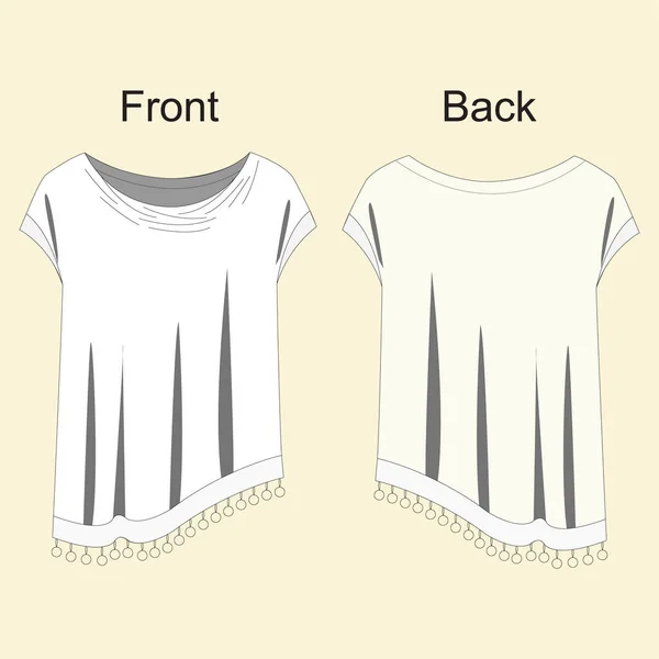 Frauen High Low Shirt Jersey Top Technische Mode Illustration Flache — Stockvektor
