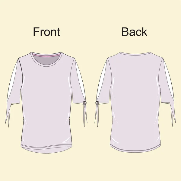 女の子のためのファッションベクトルイラスト 女の子の服のデザインテンプレート ファッションの技術的な図面 女の子のためのTシャツフラットスケッチ 女の子のためのファッションTシャツの技術的な図面 — ストックベクタ