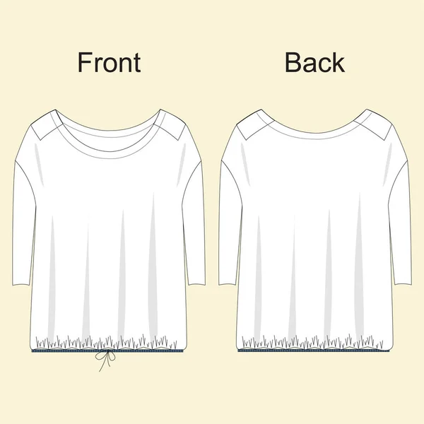 Modevektorillustration Für Mädchen Mädchen Kleidungsdesign Vorlage Modetechnisches Zeichnen Shirt Flachskizze — Stockvektor