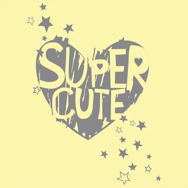 Typografia Cute Romantyczny Love Wektor Graficzny Nadruk Shirt Gwiazdami Serce — Wektor stockowy