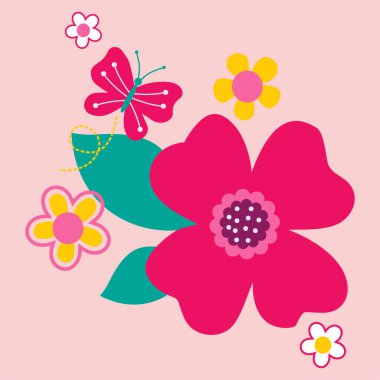 Bahar çiçek arka plan kelebekler ile