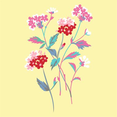 Basit çiçek buketinde vektör illüstrasyonu - sosyal medya hikayeleri için asgari tebrik kartı veya dikey duvar kağıdı