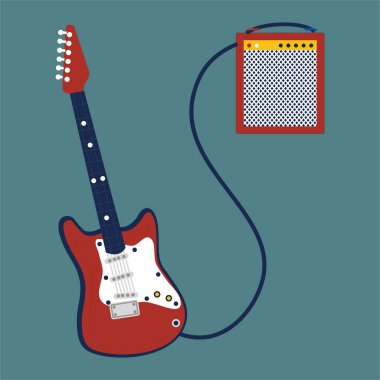 Elektro gitar. Vektör düz çizgi film simge tasarlamak