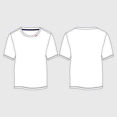 Önde ve arkada yuvarlak bir erkek tişörtü.