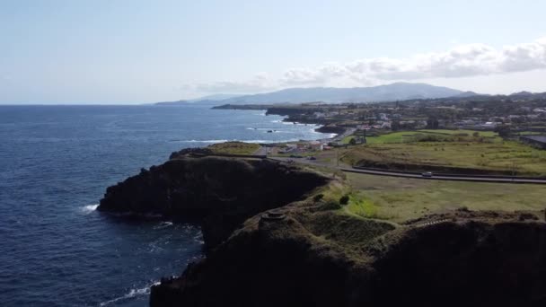Natural Coastline Azores Islands Lava Rocks Formation Rocky Mountain Landscape — Video