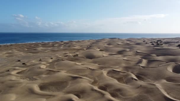 Drone Flies Stunning Maspalomas Dunes Gran Canaria Showing Breathtaking Views — 图库视频影像