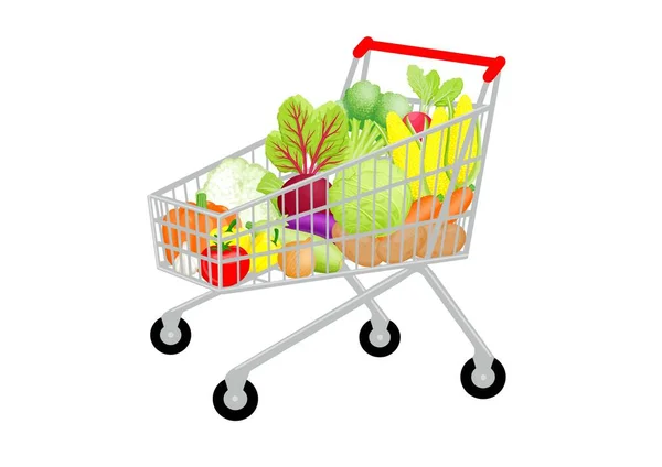 Kundvagn Med Grönsaker — Stockfoto