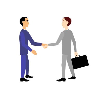 Takım elbiseli iki adam anlaşma yaptı ve el sıkıştı.