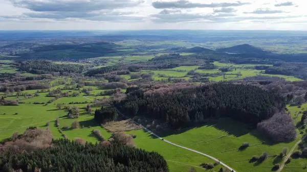 Drone Foptags Belos Landsacpe Montanhas Alemãs Colinas Rhoen — Fotografia de Stock