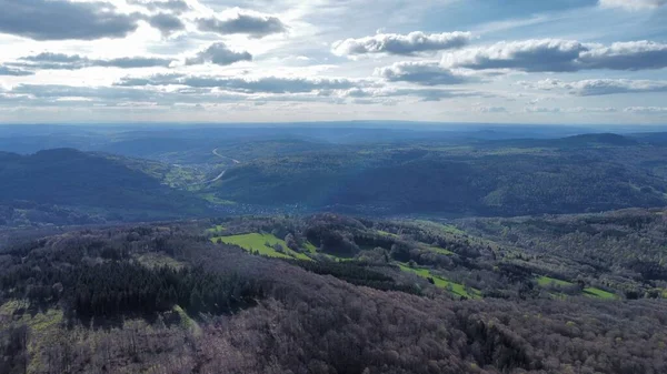 Drohnenfotos Von Schönen Landschaften Der Deutschen Berge Und Hügel Der — Stockfoto