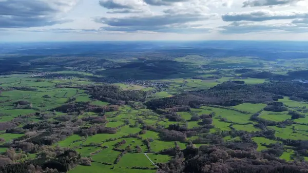 Drone Foptags Gyönyörű Landsacpe Német Hegyek Dombok Roden — Stock Fotó