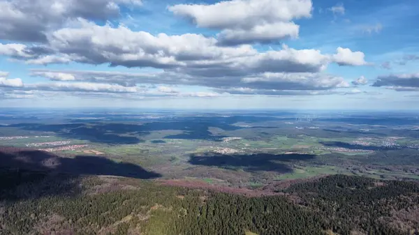 Drone Foptags Van Prachtige Landsacpe Van Duitse Bergen Heuvels Rhoen — Stockfoto