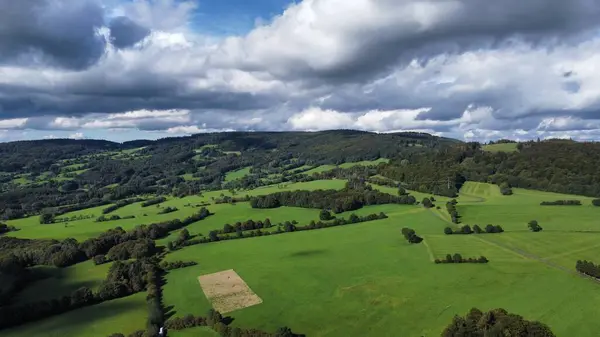 Metragem Drone Landsacpe Lindo Montanhas Alemãs Colinas Rhoen — Fotografia de Stock