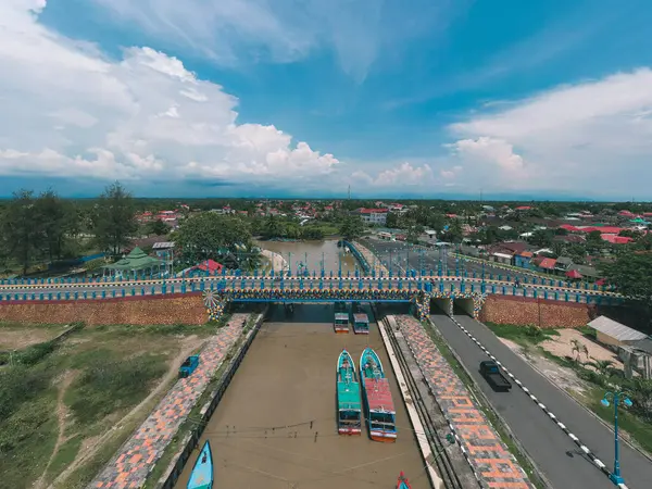 Vista Aérea Ponte Muaro Pariaman Sumatra Ocidental — Fotografia de Stock