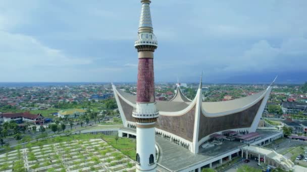 Grote Moskee Van West Sumatra Grootste Moskee West Sumatra Gelegen — Stockvideo