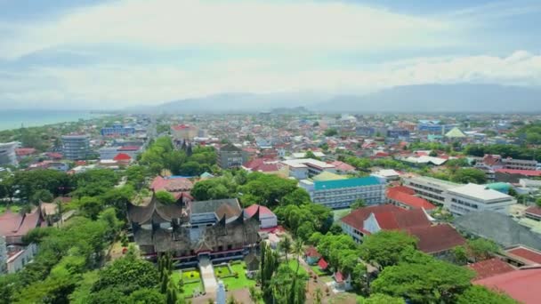 Etablera Flygfoto Stadsbild Padang Stad — Stockvideo