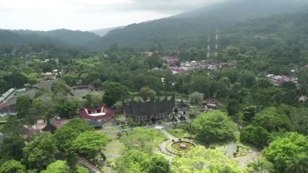 Establish Aerial View Minangkabau Museum Research Center Minang Culture Located — Stock Video