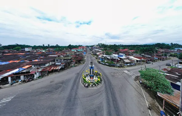 stock image Aerial of four-way roundabout or (Simpang Ampek)