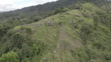 Padang City, Batı Sumatra 'daki Nobita Hill Turu' nun hava görüntüsünü oluşturun. d-log ham stok videosu