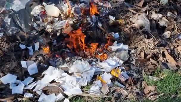Bali Dubna 2023 Spalování Plastů Papíru Jiných Odpadů Pro Zdraví — Stock video