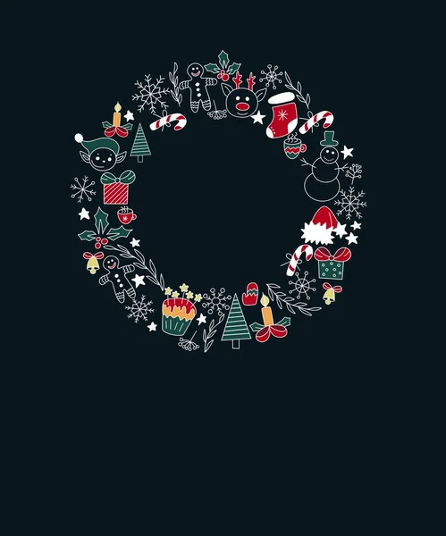Vertical Illustration Christmas Composition Form Multi Colored Wreath Christmas Attributes — Stock Photo, Image