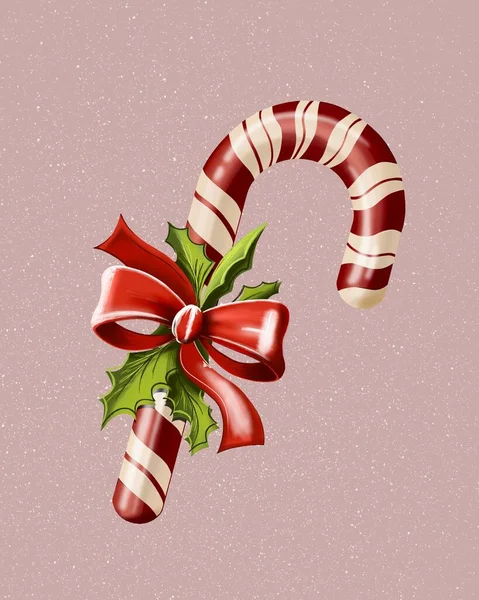 Ilustración Vertical Bastón Caramelo Tradicional Navidad Rayas Rojas Blancas Sobre Fotos de stock