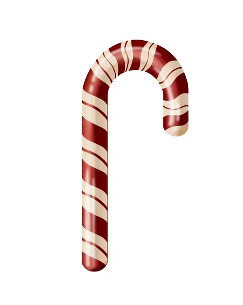 Verticale Illustratie Realistische Kerstmis Smakelijke Suikerriet Rode Witte Strepen Geïsoleerd — Stockfoto