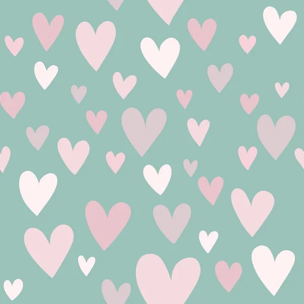 Fyrkantig Illustration Sömlöst Mönster Många Rosa Och Vita Hjärtan Pastell — Stockfoto