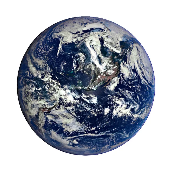 Earth in space vector. Planet earth with clouds