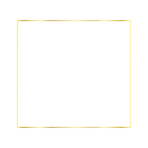 Golden shiny glowing vintage frame with shadows, Gold luxury realistic rectangle border. Vector illustration