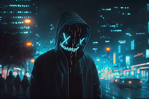 hacker with mask and face with a hood