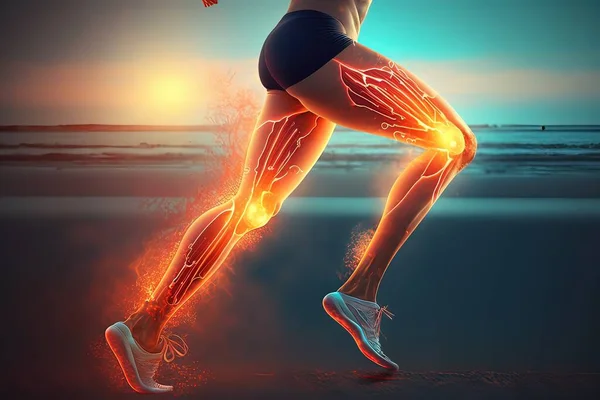 3d illustration of female legs with leg pain
