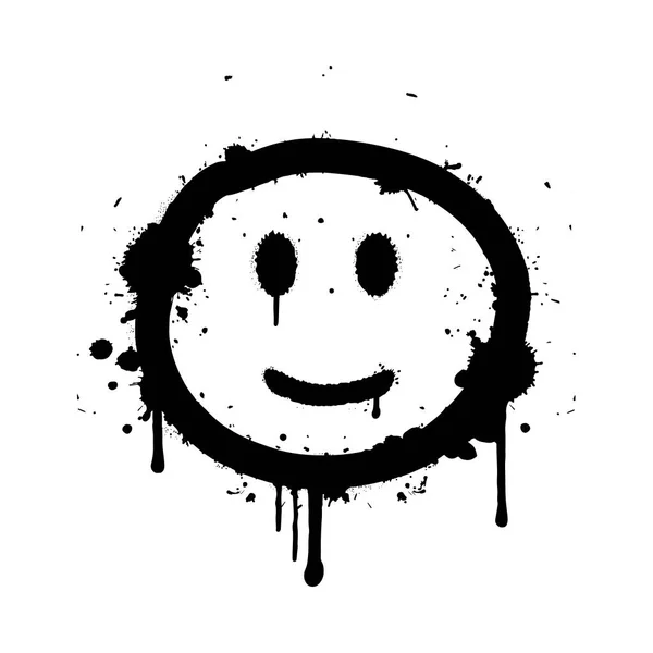 Spray Painted Graffiti Sad Face Emoticon White Background Vector Illustration — Stock Vector