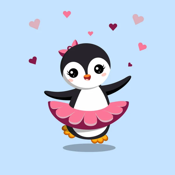 Etekli ve fiyonklu küçük balerin penguen.