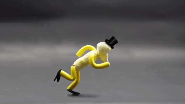 Figura Hecha Mano Con Plastilina Corriendo Stop Motion Cumpliendo Los — Vídeos de Stock