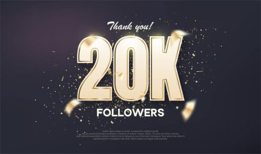 Takipçiler 20K başarı kutlaması tasarladılar. Lüks altınla eşsiz bir sayı.