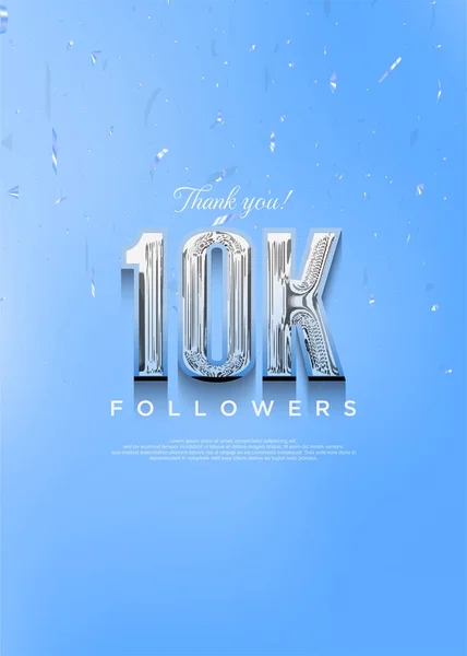 10K Спасибо Последователям Ярко Голубыми Номерами Прохладной Теме — стоковый вектор